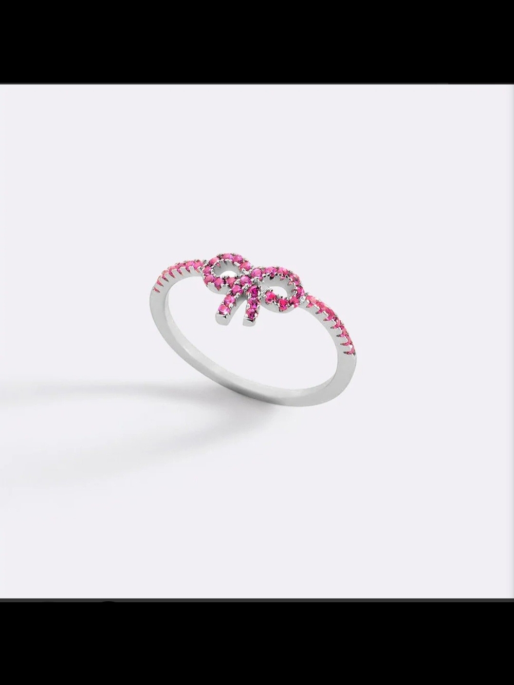 Mint & Lily Sterling Silver Pink Stone Pave Bow Ring - NIB - Size 8
